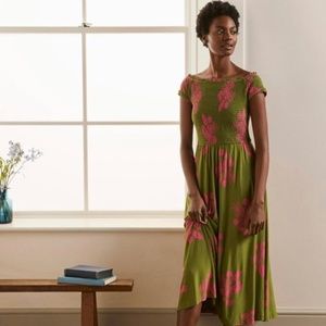Boden Angelica Smocked Midi Dress